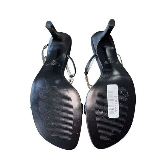 Jennifer Moore Onyx Black - Black Slingback - Jeweled Open Toe Heels Wmns Sz 10 - Picture 9 of 12